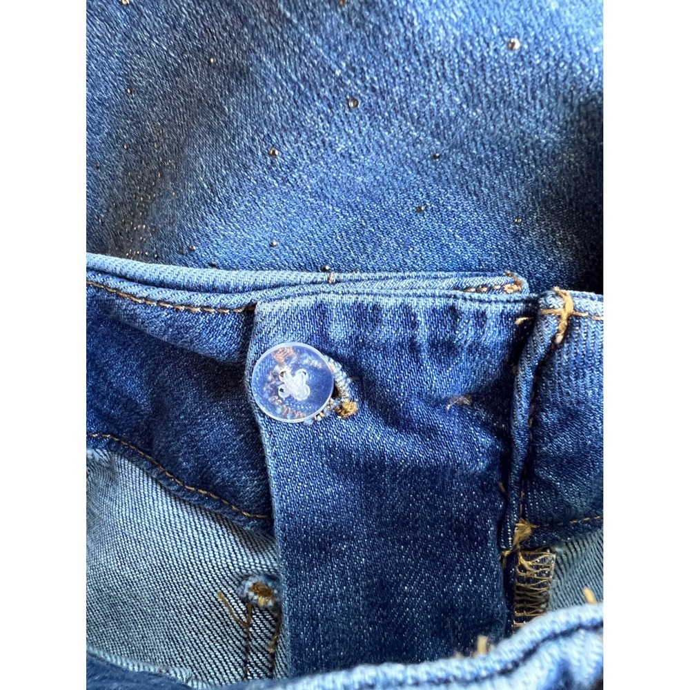 Anthropologie Maeve The Colette Wide Leg Crop Jeans Studded Embellished Blue 27 - Picture 6 of 6